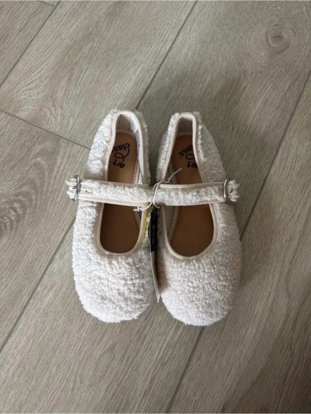 art class Cream Sherpa Mary Jane Shoes for Kids